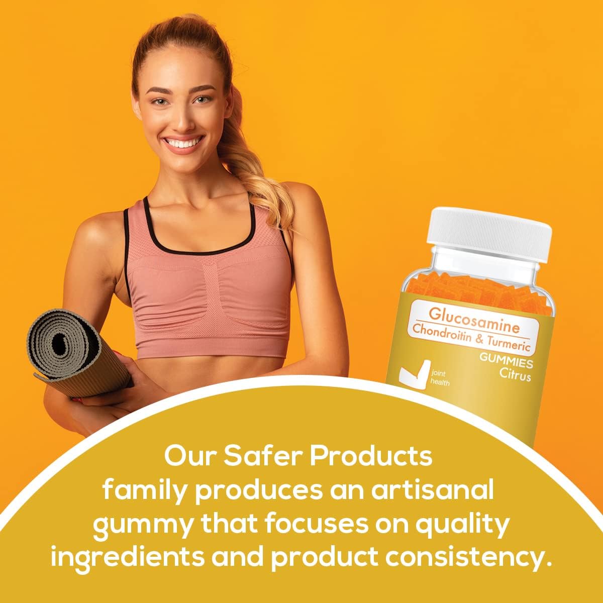 Safer Products Vegan Glucosamine Chondroitin Turmeric Citrus Gummy Vitamins - 120 Count for Joint Health & Mobility, Non-GMO & Gluten-Free