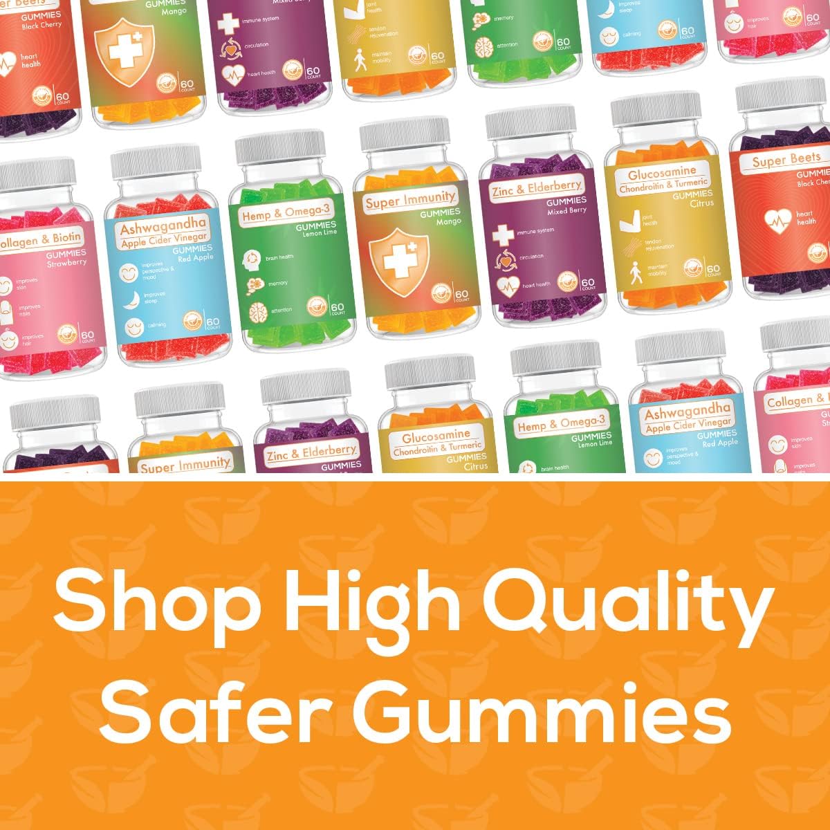 Safer Products Vegan Glucosamine Chondroitin Turmeric Citrus Gummy Vitamins - 120 Count for Joint Health & Mobility, Non-GMO & Gluten-Free