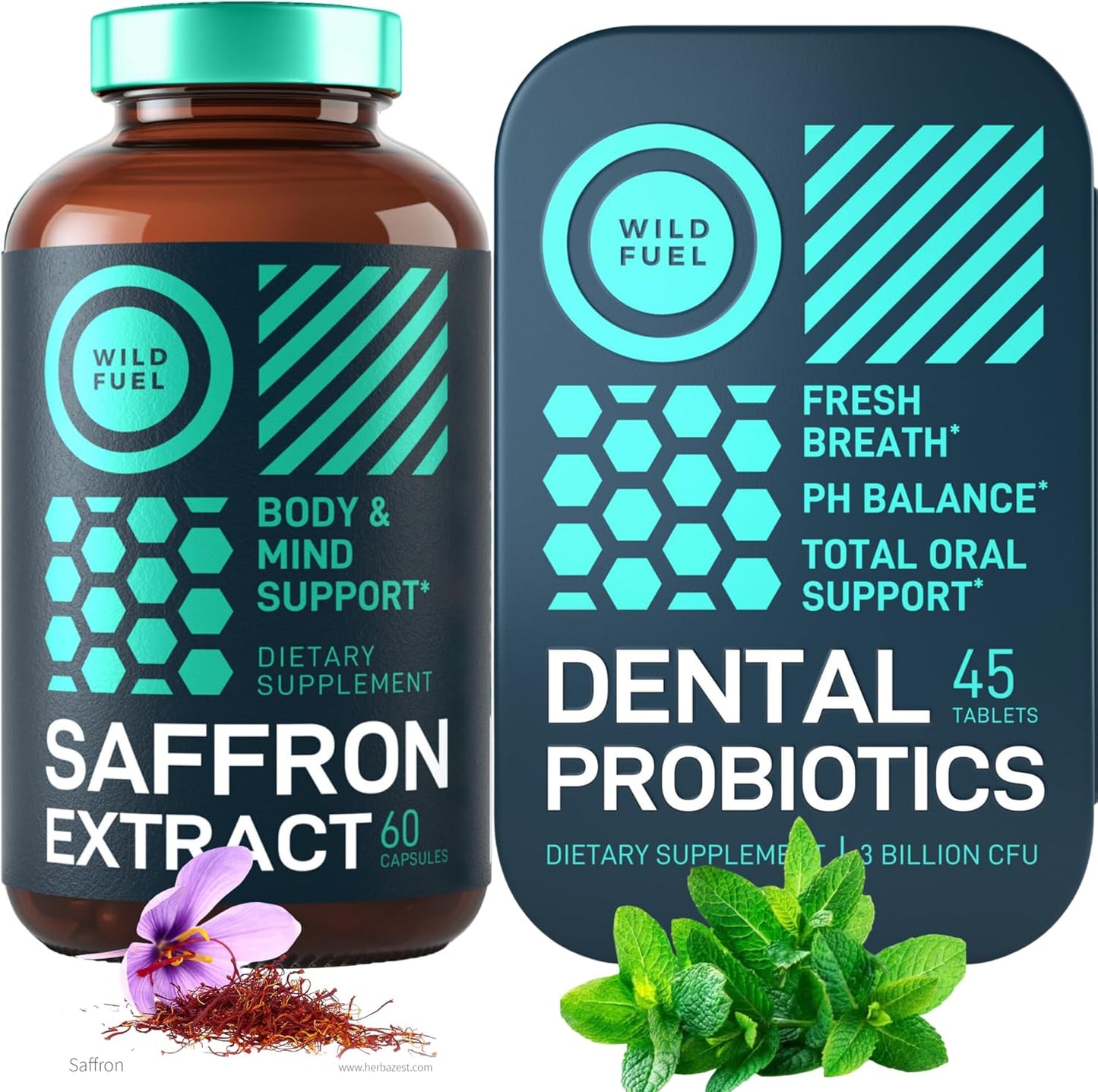 Saffron Extract Supplement and Dental Probiotics Bundle for Health and Wellness