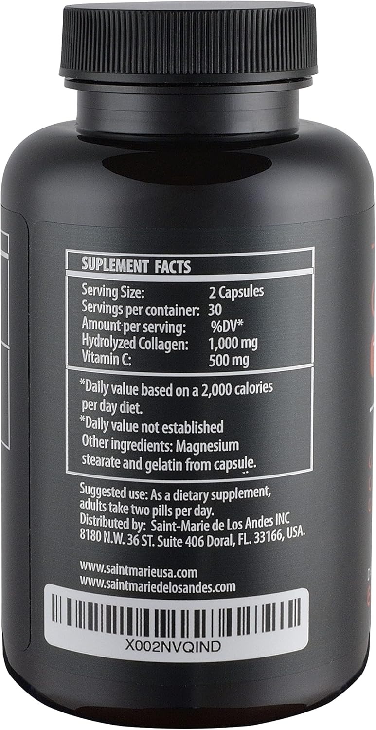 Saint-Marie de los Andes Multi Collagen Pills with Vitamin C - Collagen Supplements for Hair, Skin, Nails, Joints, & Gut Health - 1 Month Supply