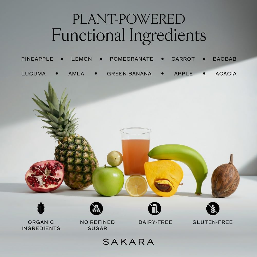 SAKARA Super Powder Bundle for Digestive Health - Metabolism, Chocolate & Fiber with Digestive Enzymes - Pineapple Flavor