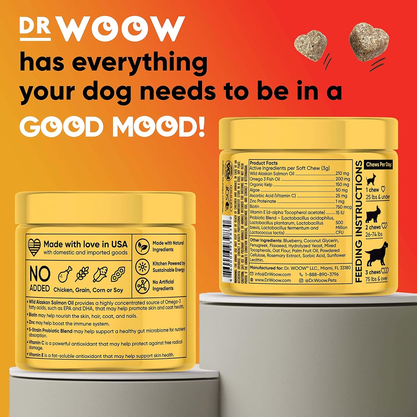 Salmon Skin Health Soft Chew Supplement Bundle for Dogs - Pre, Pro, PostBiotic+ with Vitamins, Zinc, Biotin, Probiotics, Omega 3 Fish Oil, and Wild Alaskan Salmon Oil - Itchy Skin Relief