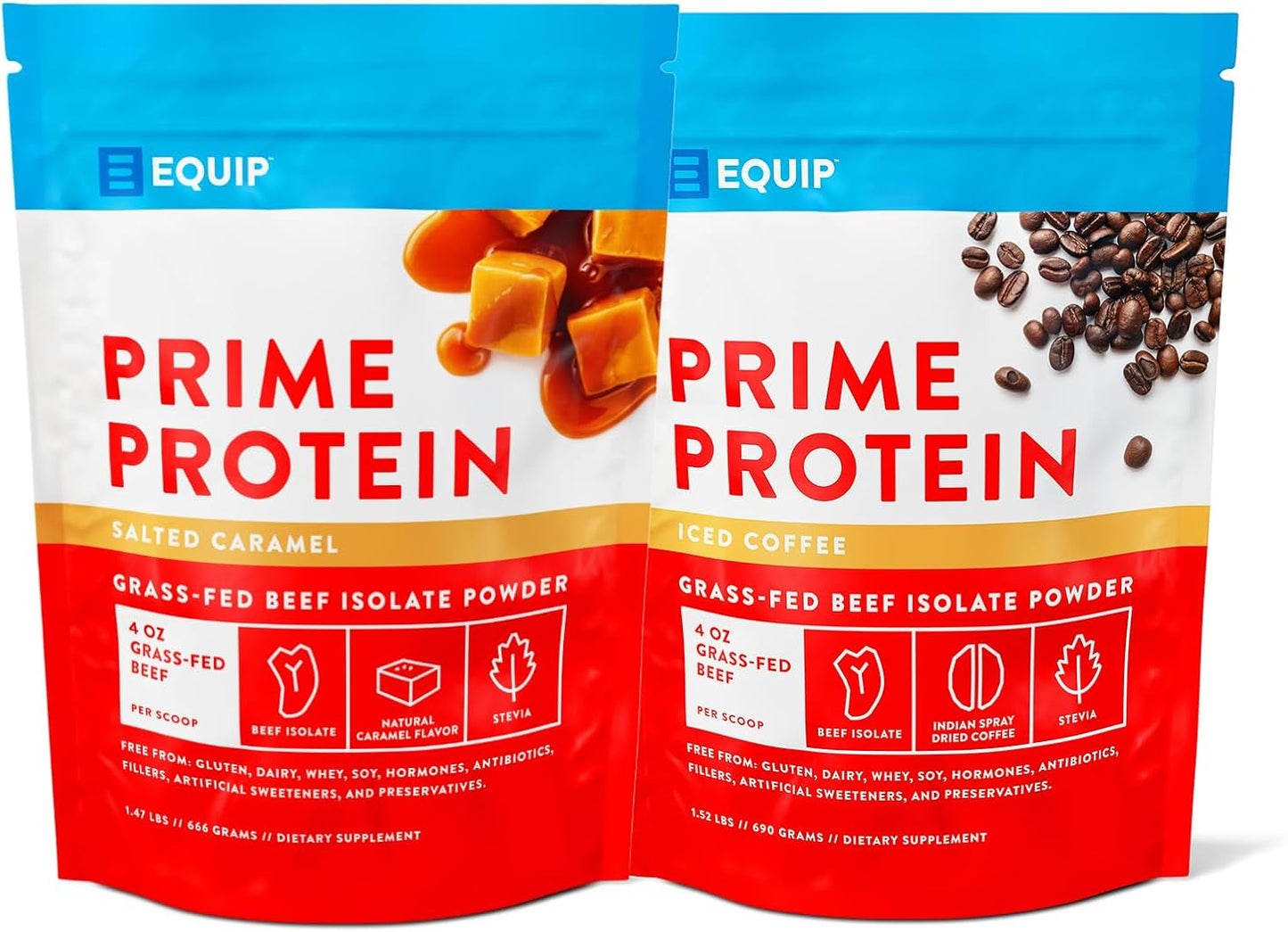 Salted Caramel & Iced Coffee Prime Protein Powder - Grass Fed Beef Isolate, Paleo & Keto Friendly - Repair Tissue, Build Muscle