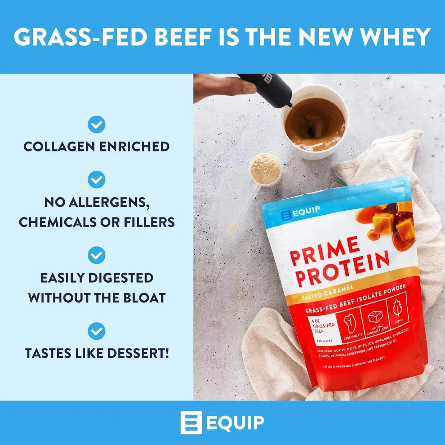 Salted Caramel & Iced Coffee Prime Protein Powder - Grass Fed Beef Isolate, Paleo & Keto Friendly - Repair Tissue, Build Muscle