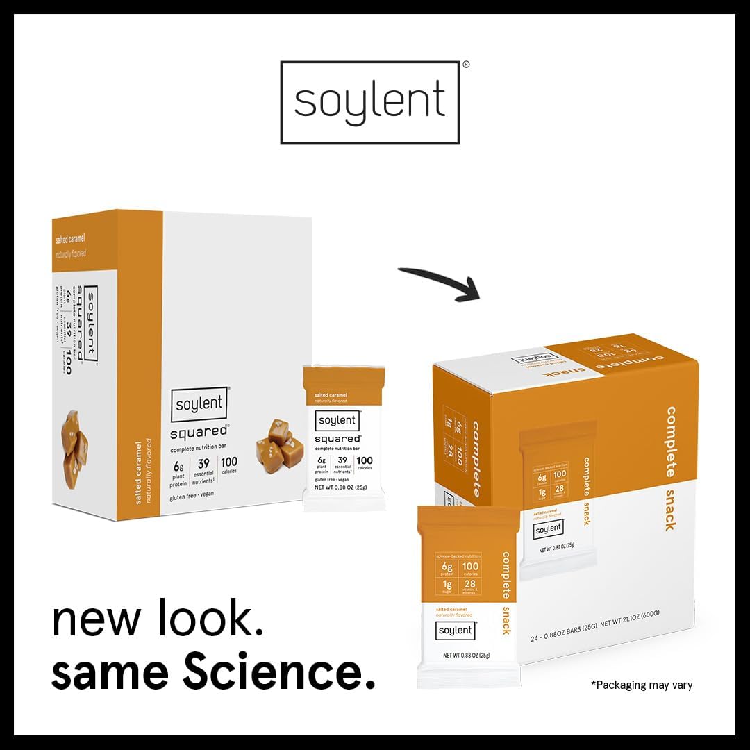 Salted Caramel Soylent Snack Mini Protein Bars - 24 Count, 1g Sugar, Gluten-Free, Vegan Energy Source