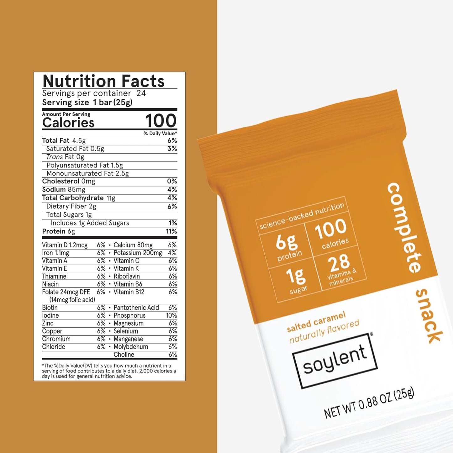 Salted Caramel Soylent Snack Mini Protein Bars - 24 Count, 1g Sugar, Gluten-Free, Vegan Energy Source