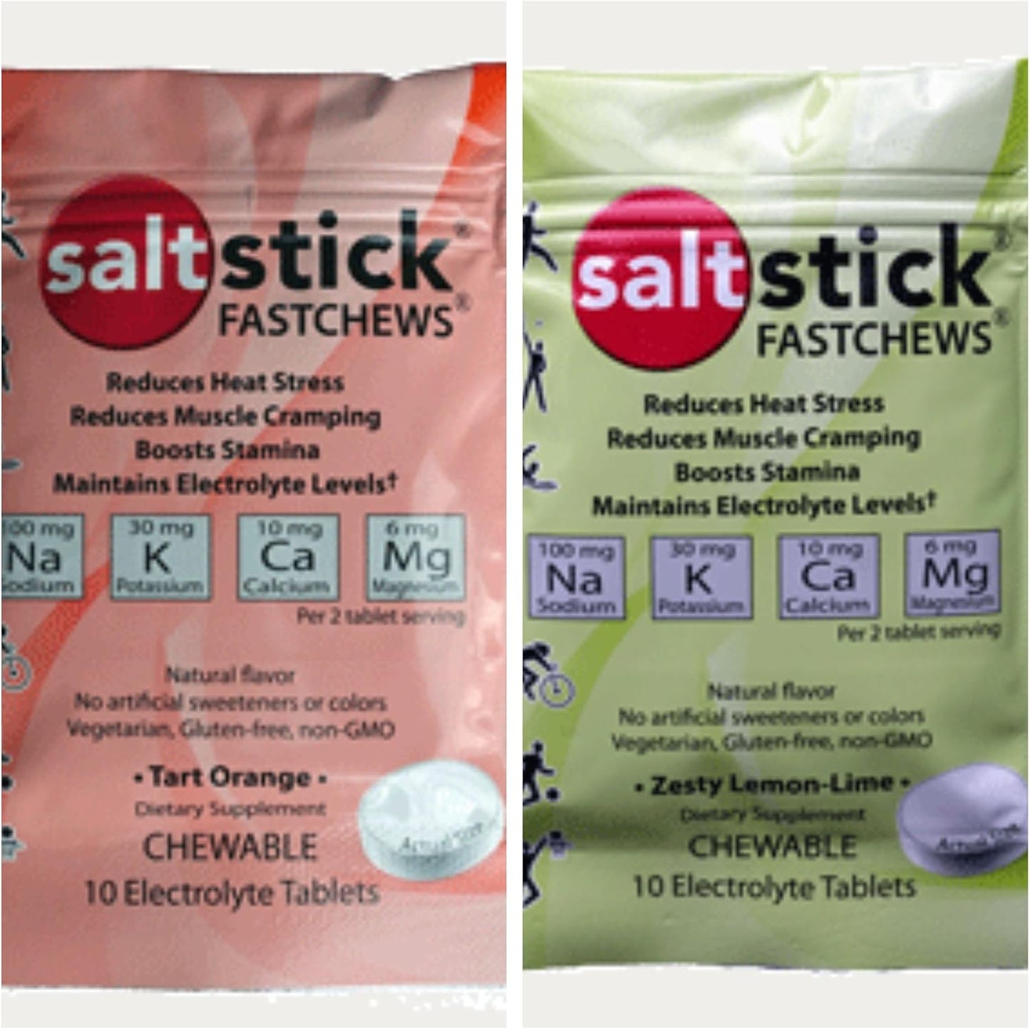 SaltStick FASTCHEWS® Variety Pack - Tart Orange & Zesty Lemon-Lime Flavors - Resealable Bag - 4 Pack