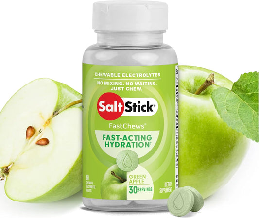 SaltStick Green Apple Electrolyte FastChews - Chewable Salt Tablets for Runners - Hydration Electrolyte Chews - 60 Count