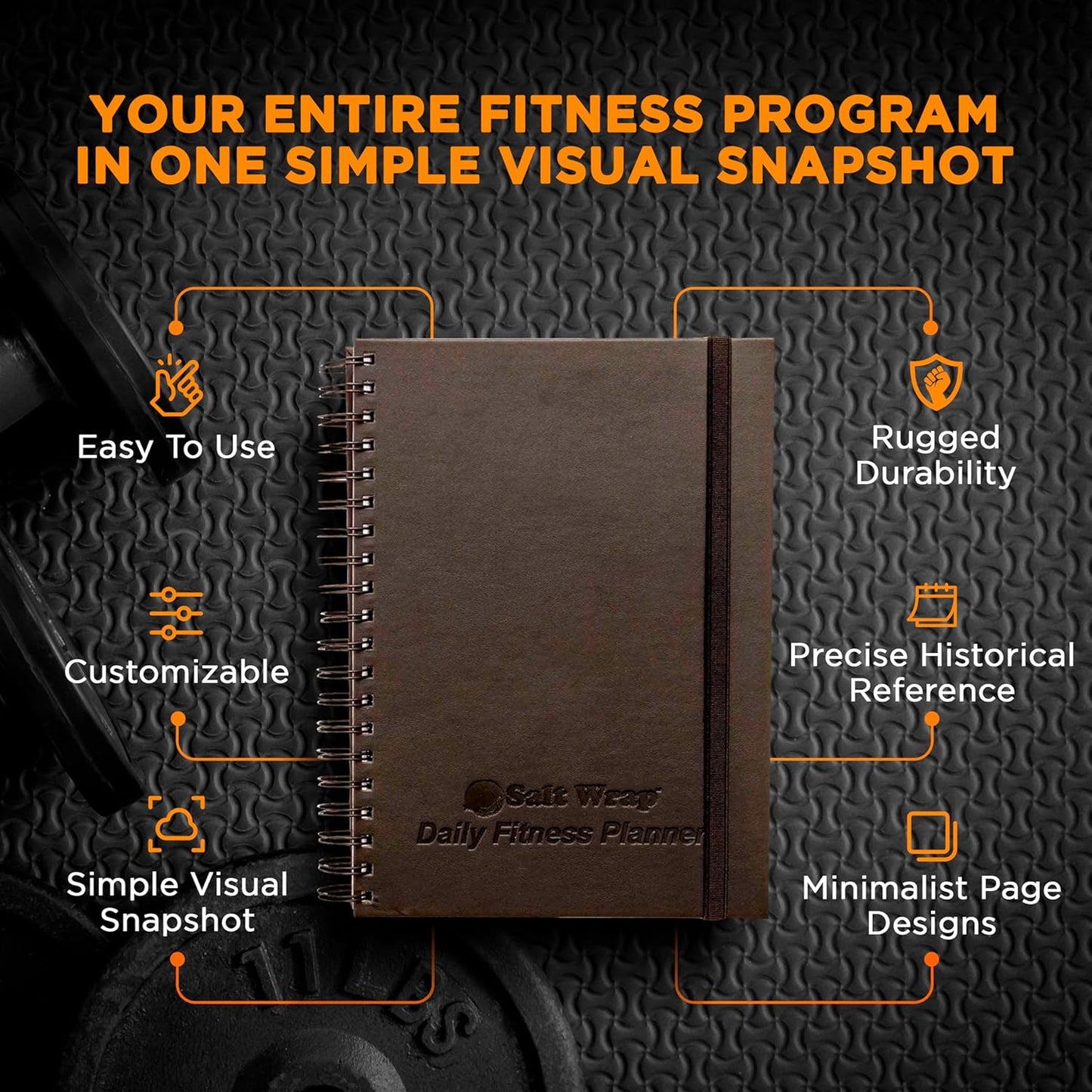 SaltWrap Daily Fitness Planner & Workout Log Book - Exercise Gym Journal for Health, Nutrition, Slimming Formula, and Goal Tracking - Daily & Weekly Logs