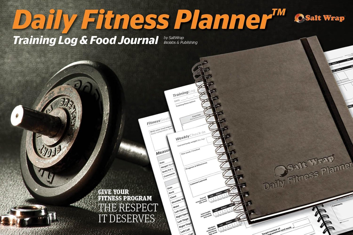 SaltWrap Daily Fitness Planner & Workout Log Book - Exercise Gym Journal for Health, Nutrition, Slimming Formula, and Goal Tracking - Daily & Weekly Logs