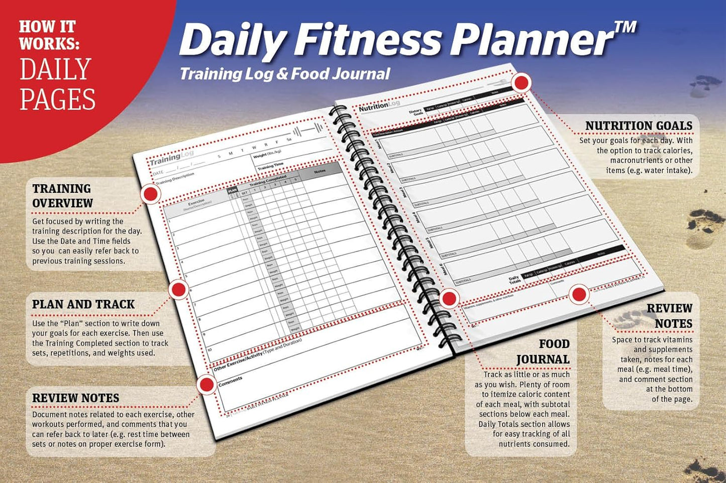 SaltWrap Daily Fitness Planner & Workout Log Book - Exercise Gym Journal for Health, Nutrition, Slimming Formula, and Goal Tracking - Daily & Weekly Logs
