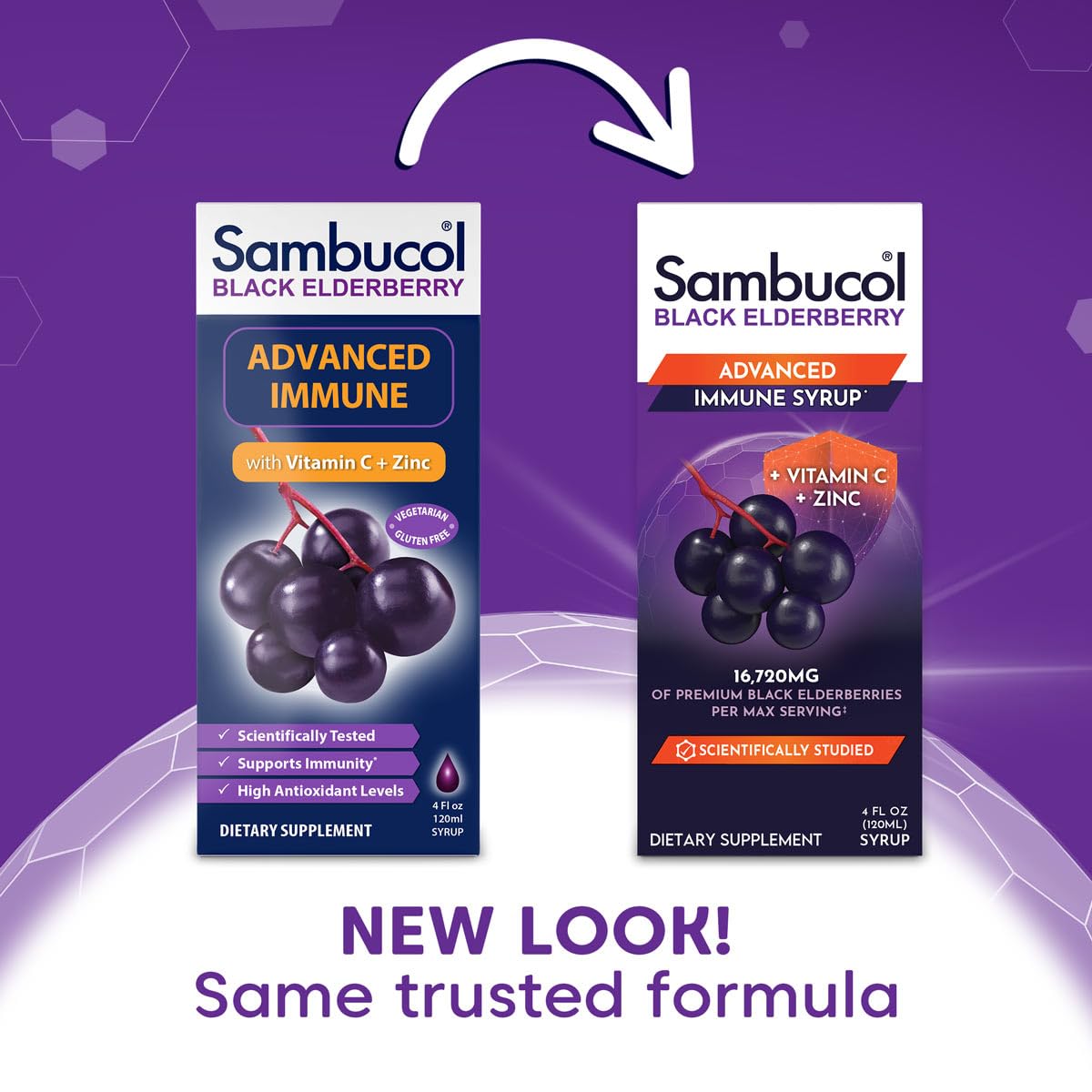 Sambucol Advanced Black Elderberry Syrup with Zinc and Vitamin C - 4 Fl Oz Bottle for Adults