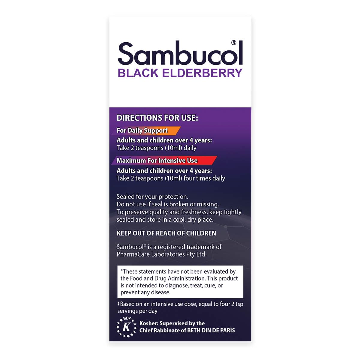Sambucol Advanced Black Elderberry Syrup with Zinc and Vitamin C - 4 Fl Oz Bottle for Adults
