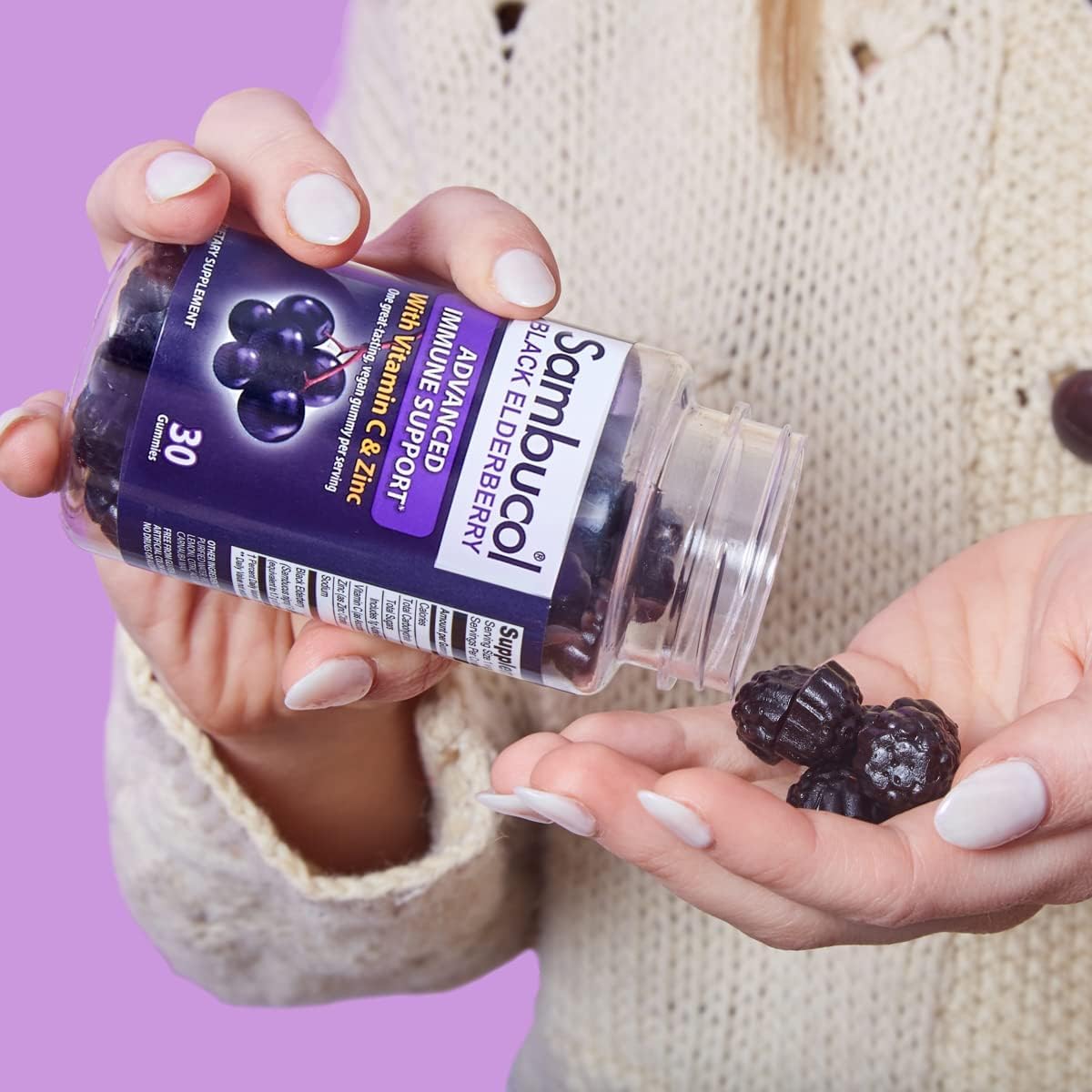 Sambucol Black Elderberry Gummies with Zinc and Vitamin C - Immune Support for Adults - 30 Count