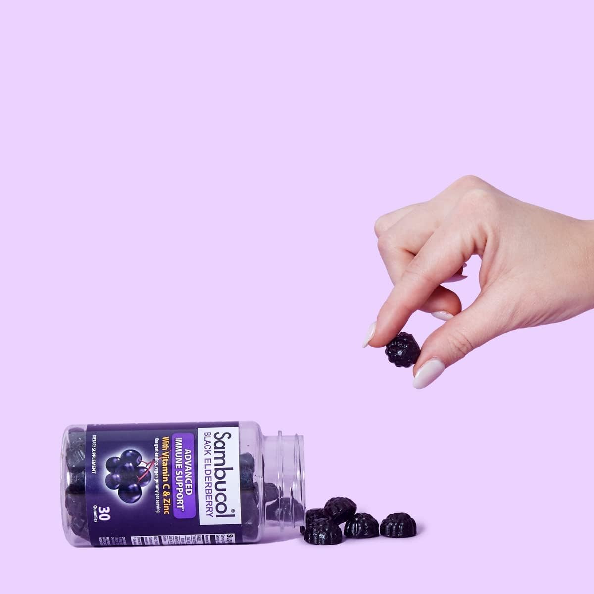 Sambucol Black Elderberry Gummies with Zinc and Vitamin C - Immune Support for Adults - 30 Count