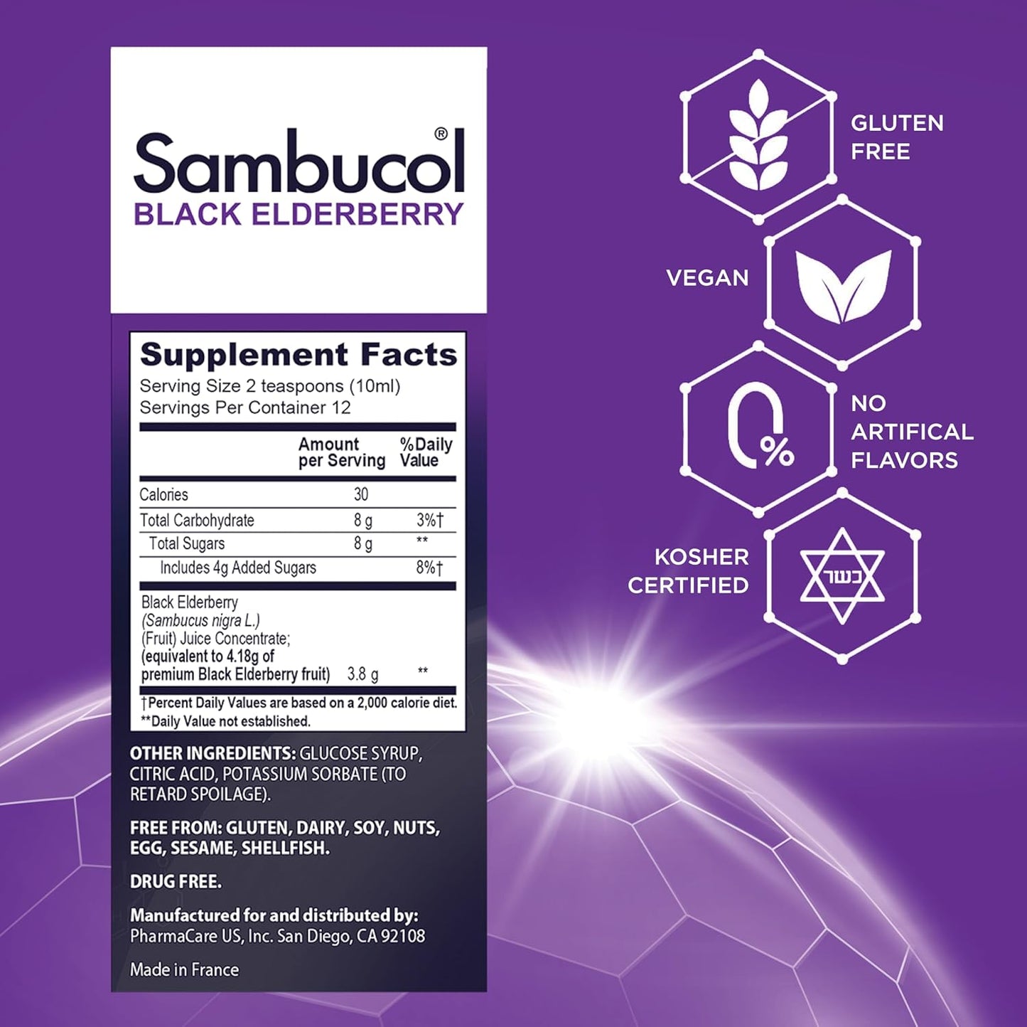 Sambucol Black Elderberry Syrup for Adults - Immune Support Liquid Extract - 7.8 Fl Oz Bottle - Gluten Free