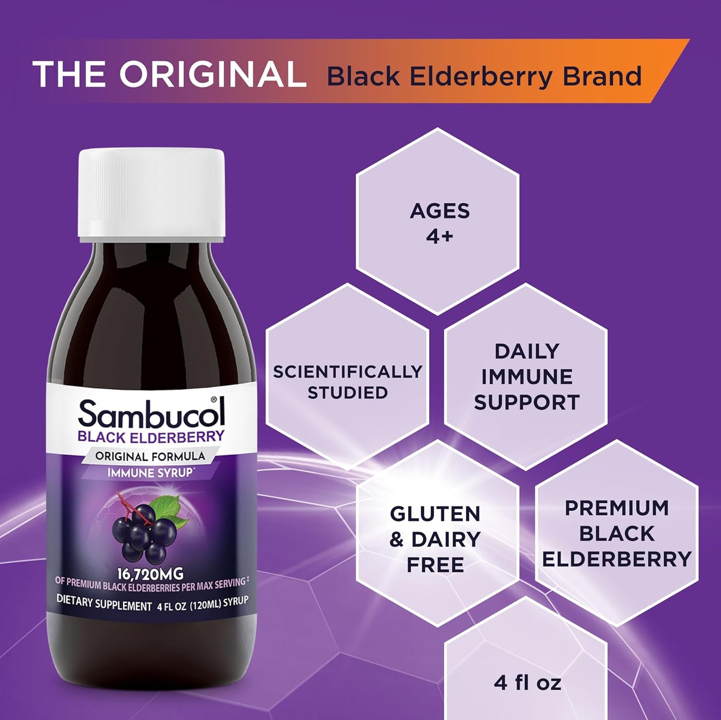 Sambucol Black Elderberry Syrup for Adults - Immune Support Liquid Extract - 7.8 Fl Oz Bottle - Gluten Free