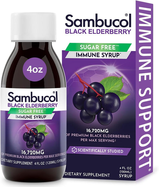 Sambucol Sugar-Free Elderberry Syrup for Adults - Immune Support Liquid Extract - 4 Fl Oz Bottle