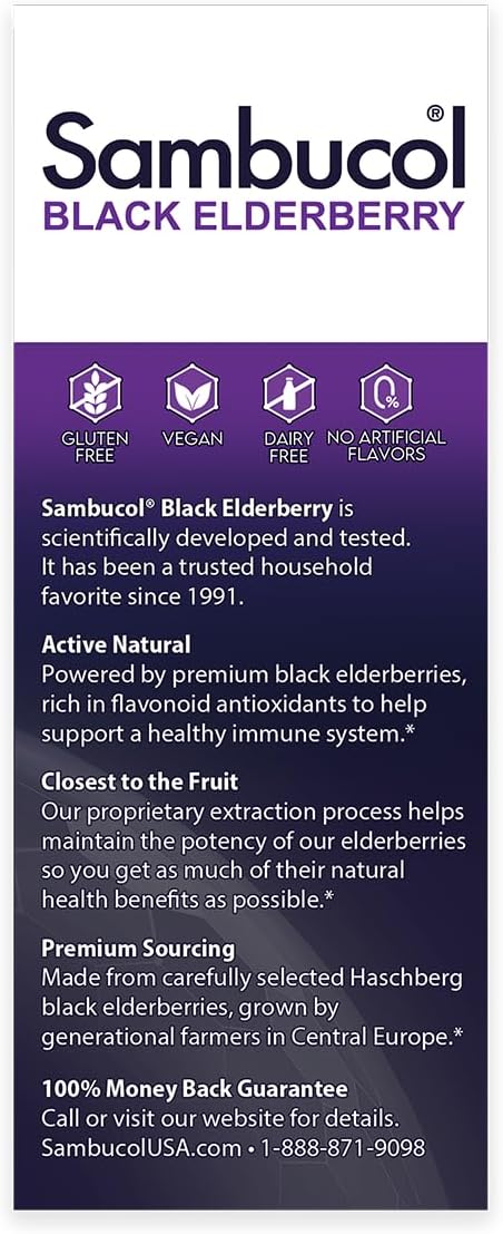 Sambucol Sugar-Free Elderberry Syrup for Adults - Immune Support Liquid Extract - 4 Fl Oz Bottle