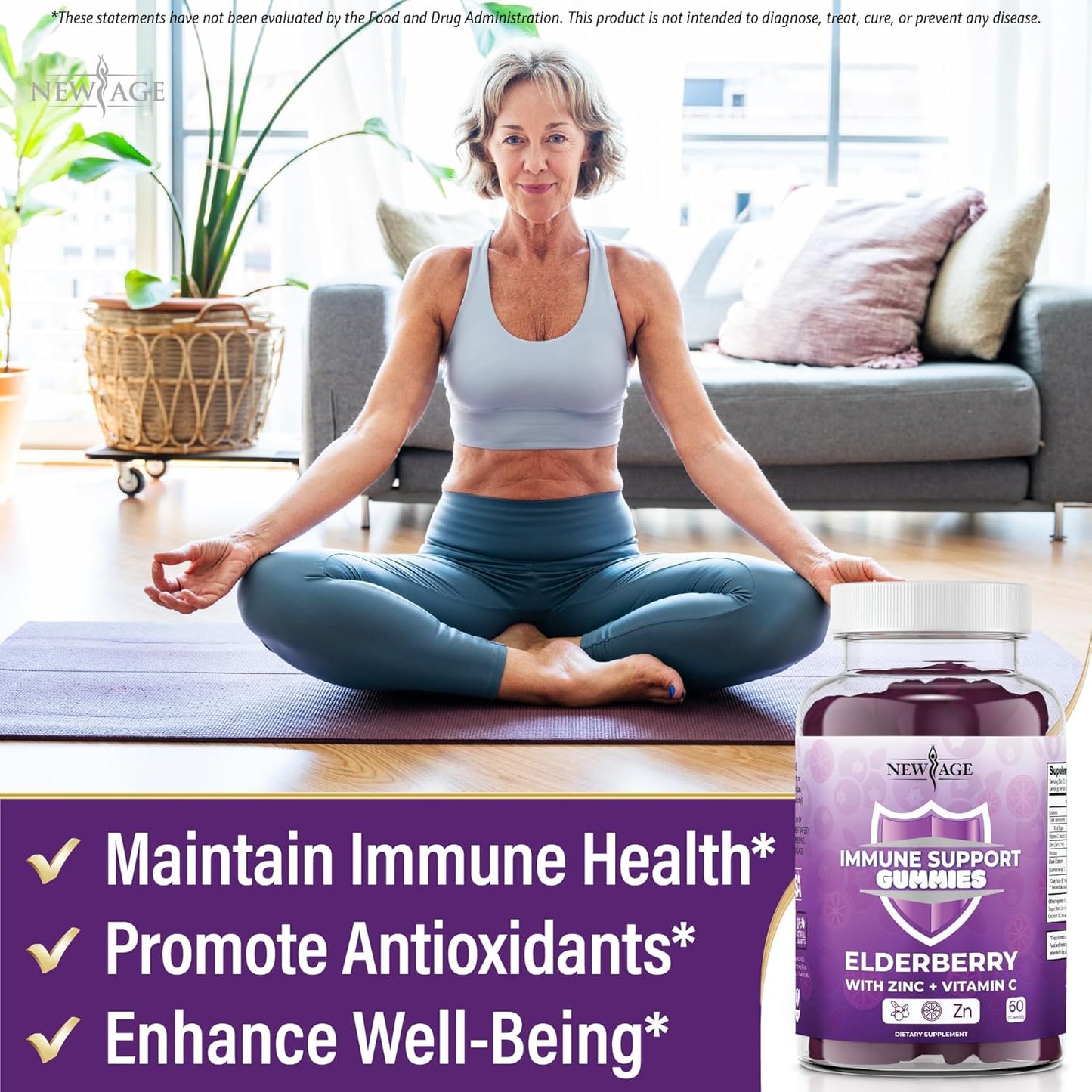 Sambucus Black Elderberry Gummies with Vitamin C and Zinc - Immune System Support Gummies (180 Gummies)