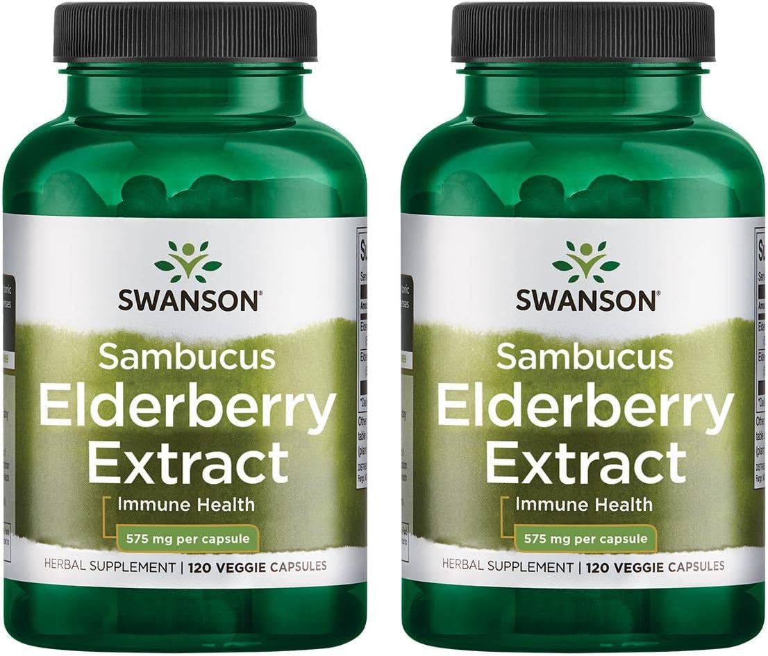 Sambucus Elderberry Extract 575 mg - 120 Veg Capsules x 2 Pack by Swanson