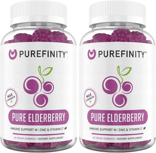 Sambucus Elderberry Gummies with Vitamin C and Zinc - 3-in-1 Daily Immune Support for Adults and Kids - Gluten-Free and Non-GMO - 120 Vegan Gummies