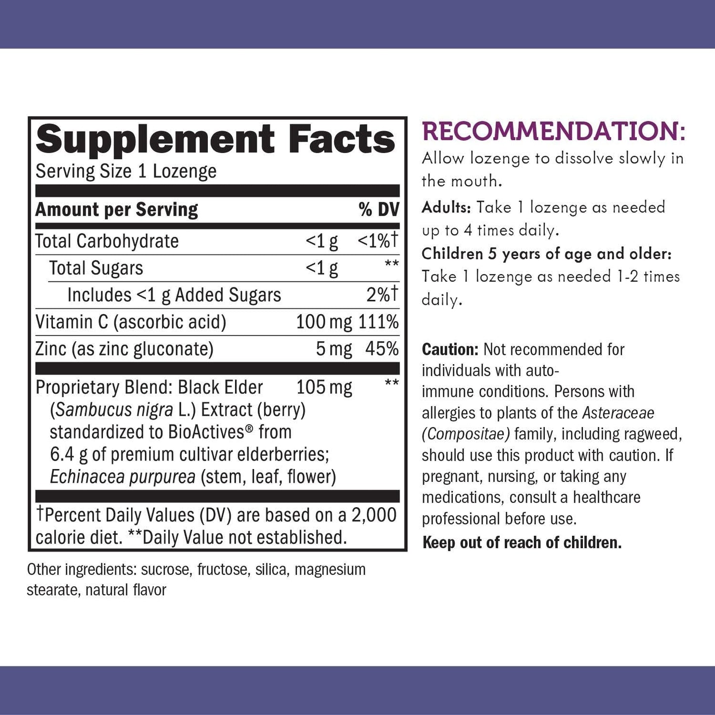 Sambucus Immune Elderberry Lozenges with Vitamin C, Echinacea, & Zinc - 30 Count