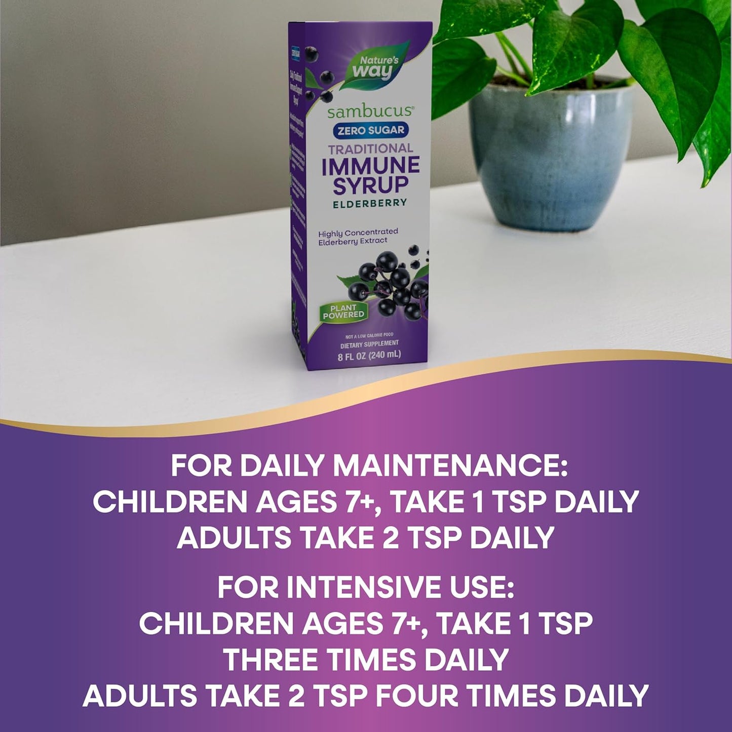 Sambucus Zero Sugar Traditional Immune Syrup - High Concentration Black Elderberry Extract - Sugar-Free, Berry Flavored - 8 Fl Oz - BoostGo Australia