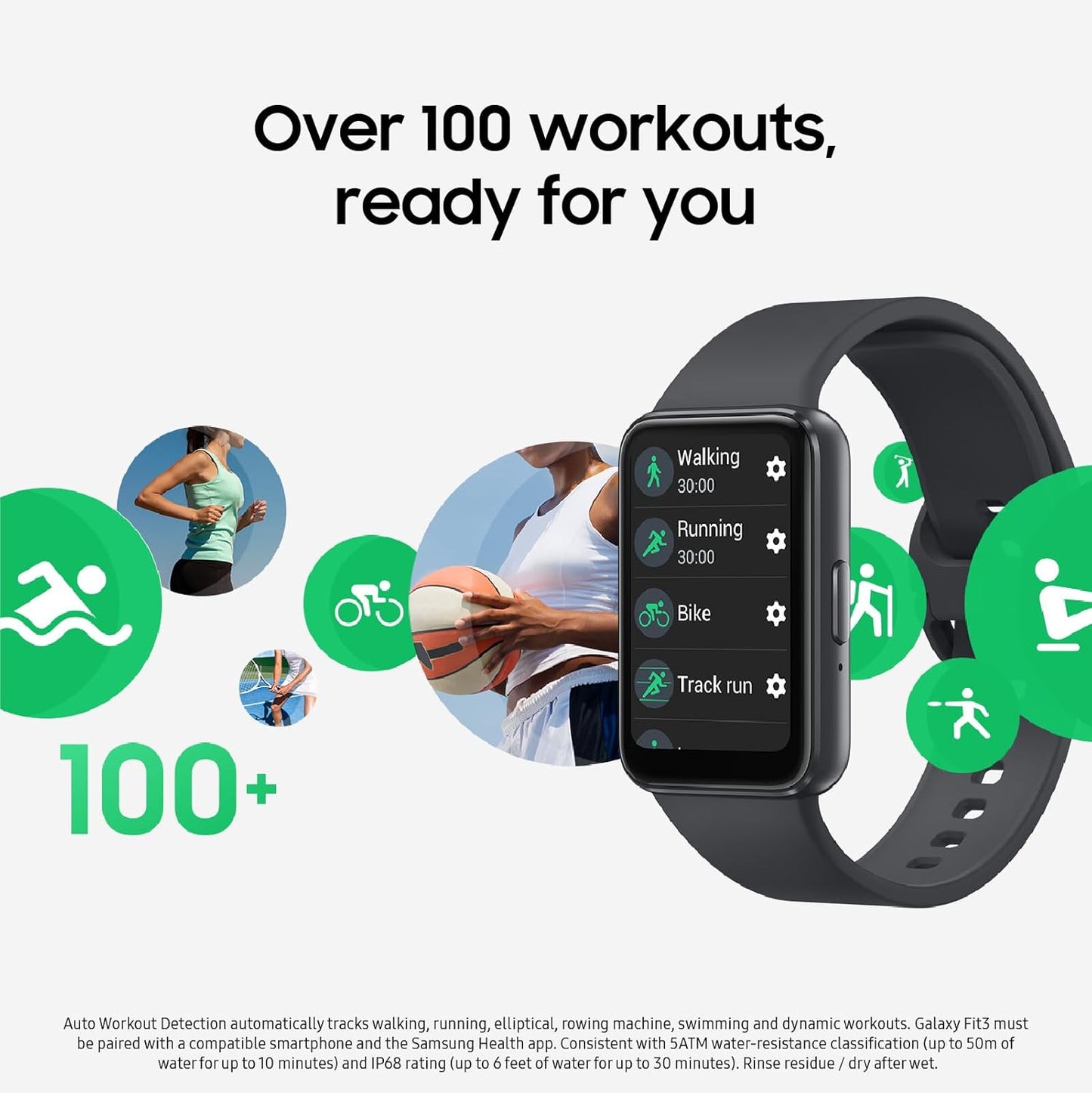 Samsung Galaxy Fit3 Health Fitness Tracker Smartwatch Dark Gray US Version 13 Day Battery Sleep Snore Heart Rate 2Yr Warranty