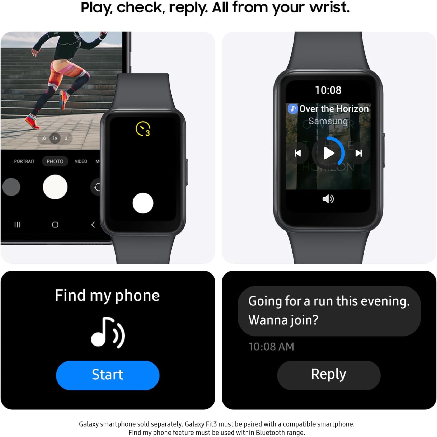 Samsung Galaxy Fit3 Health Fitness Tracker Smartwatch Dark Gray US Version 13 Day Battery Sleep Snore Heart Rate 2Yr Warranty