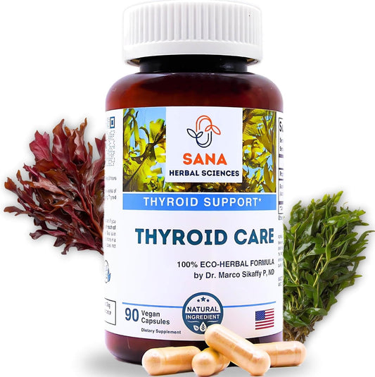 Sana Herbal Sciences Organic Sea Kelp Iodine Supplement for Hypothyroidism - 210mcg Natural Iodine - Supports Hormone Balance & Metabolism - 90 Capsules by Dr. Marco Sikaffy