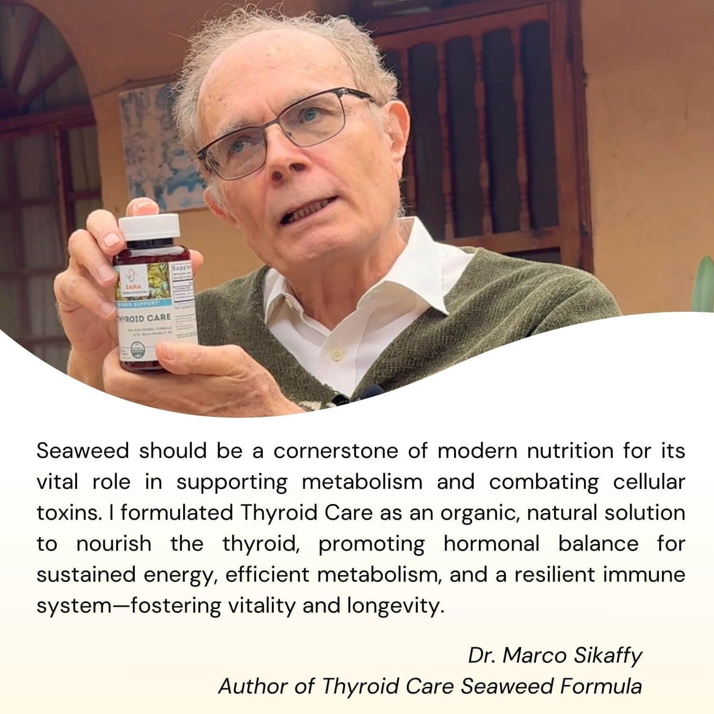 Sana Herbal Sciences Organic Sea Kelp Iodine Supplement for Hypothyroidism - 210mcg Natural Iodine - Supports Hormone Balance & Metabolism - 90 Capsules by Dr. Marco Sikaffy