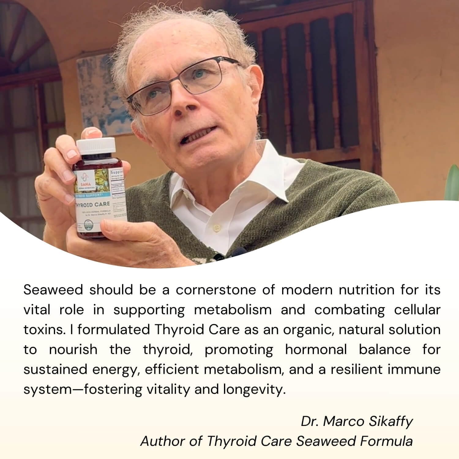 Sana Herbal Sciences Organic Sea Kelp Iodine Supplement for Hypothyroidism - 210mcg Natural Iodine - Supports Hormone Balance & Metabolism - 90 Capsules by Dr. Marco Sikaffy