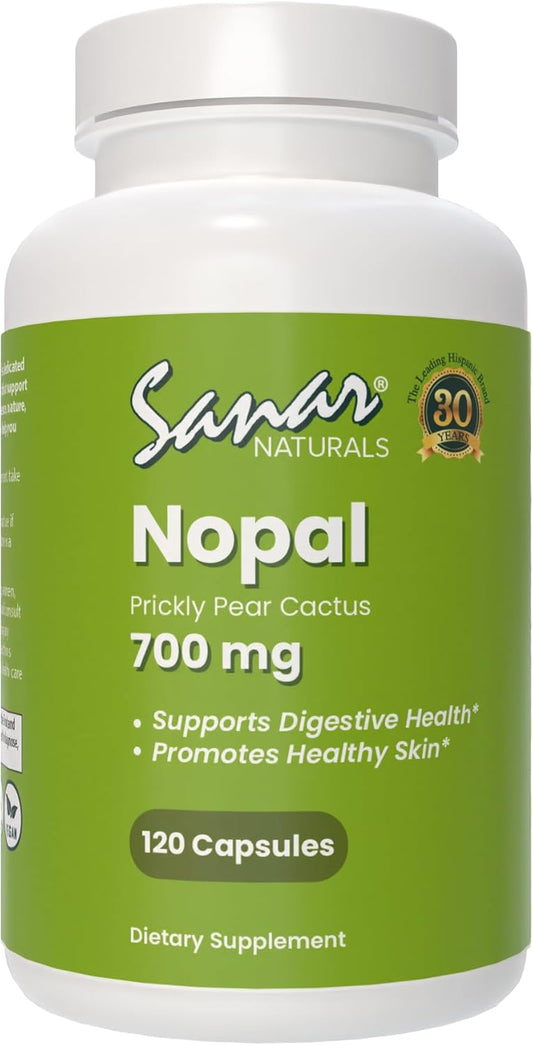 Sanar Naturals Nopal Capsules - Prickly Pear Cactus Fiber Digestive Health Supplement - 120 Pills, Sugar & Gluten Free