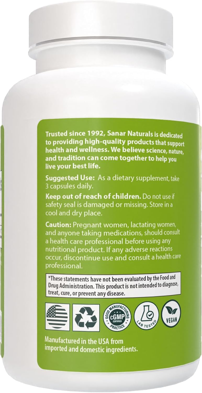 Sanar Naturals Nopal Capsules - Prickly Pear Cactus Fiber Digestive Health Supplement - 120 Pills, Sugar & Gluten Free