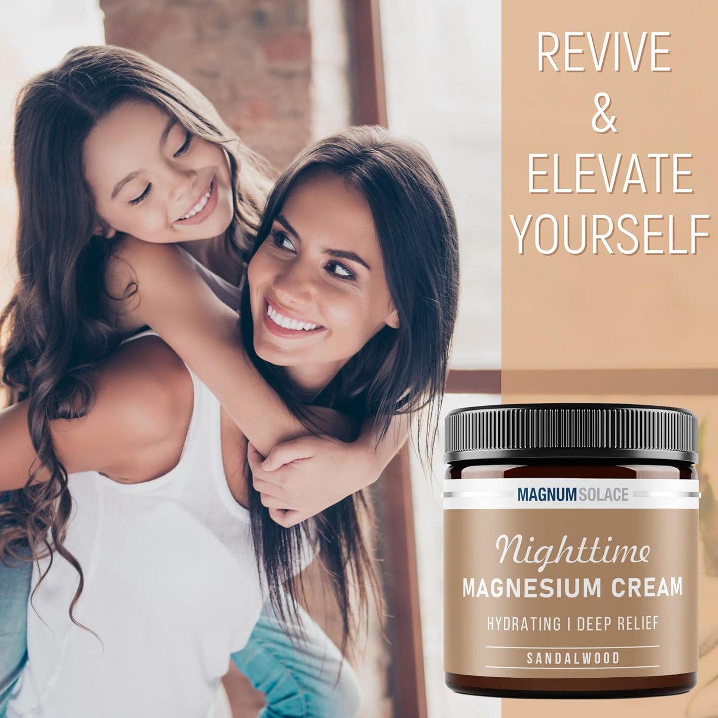 Sandalwood Nighttime Magnesium Lotion - Topical Cream for Leg Muscles, Arms, Chest - USA Made, Kid-Safe