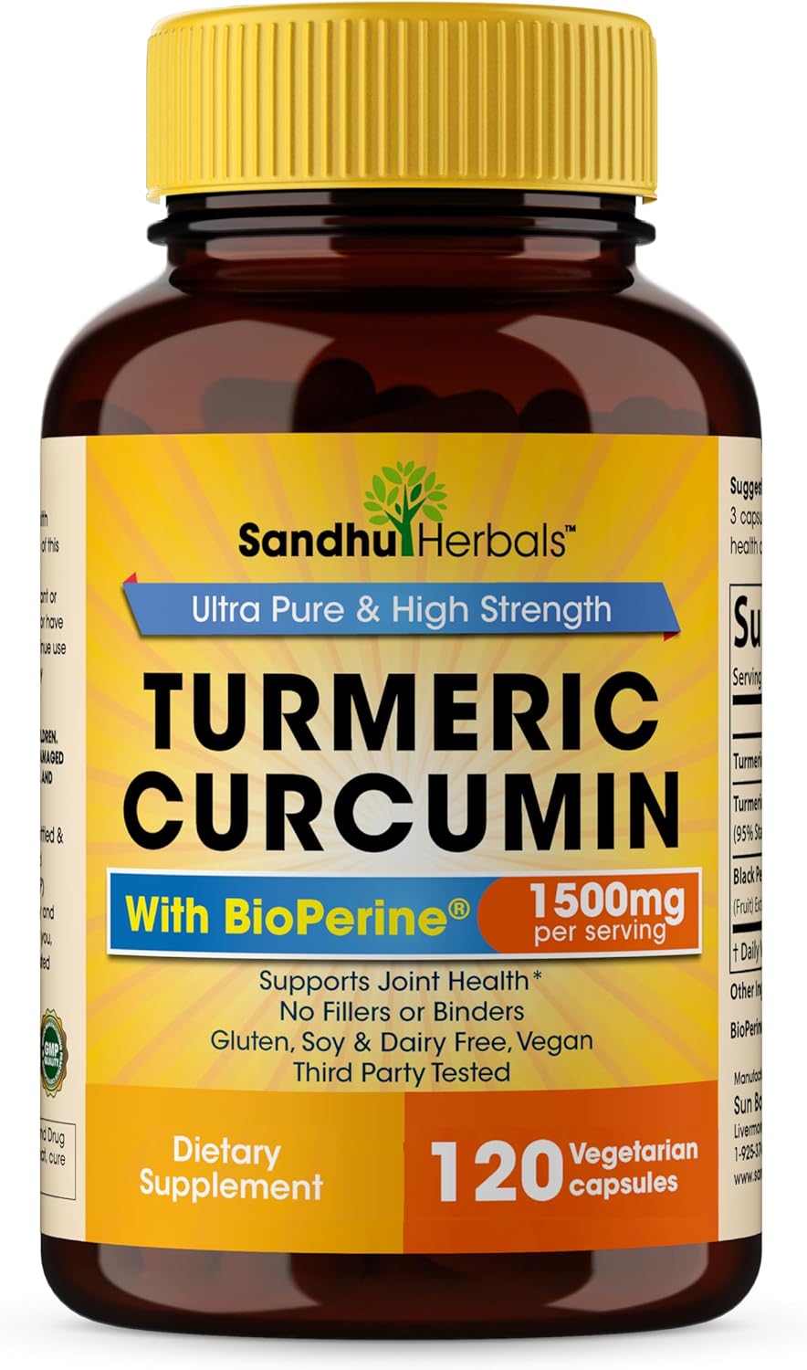Sandhu Herbals Seamoss & Turmeric Curcumin Capsules with Bioperine - Immune, Digestive, Cognitive, Skin & Hair Support