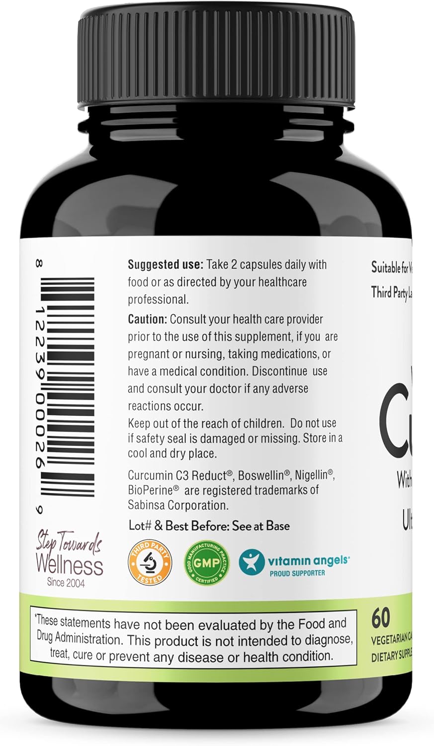 Sandhu's White Curcumin Capsules with Boswellia and Black Seed Oil - 60 Count