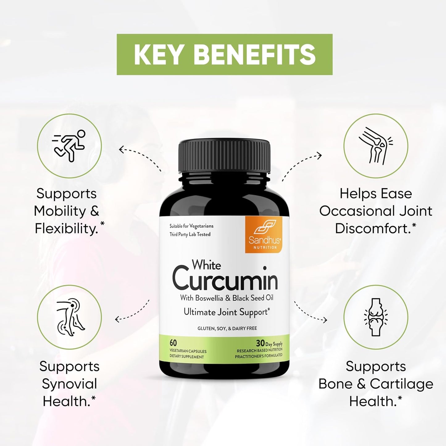 Sandhu's White Curcumin Capsules with Boswellia and Black Seed Oil - 60 Count