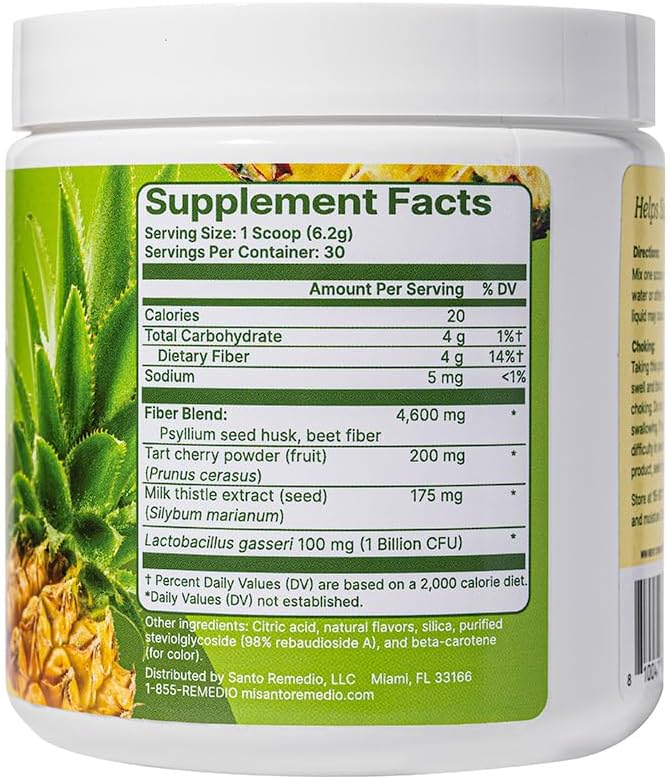 Santo Remedio Pineapple Flavor Digestion Plus and Colon Plus Supplement - 2-in-1 Digestive Health Support