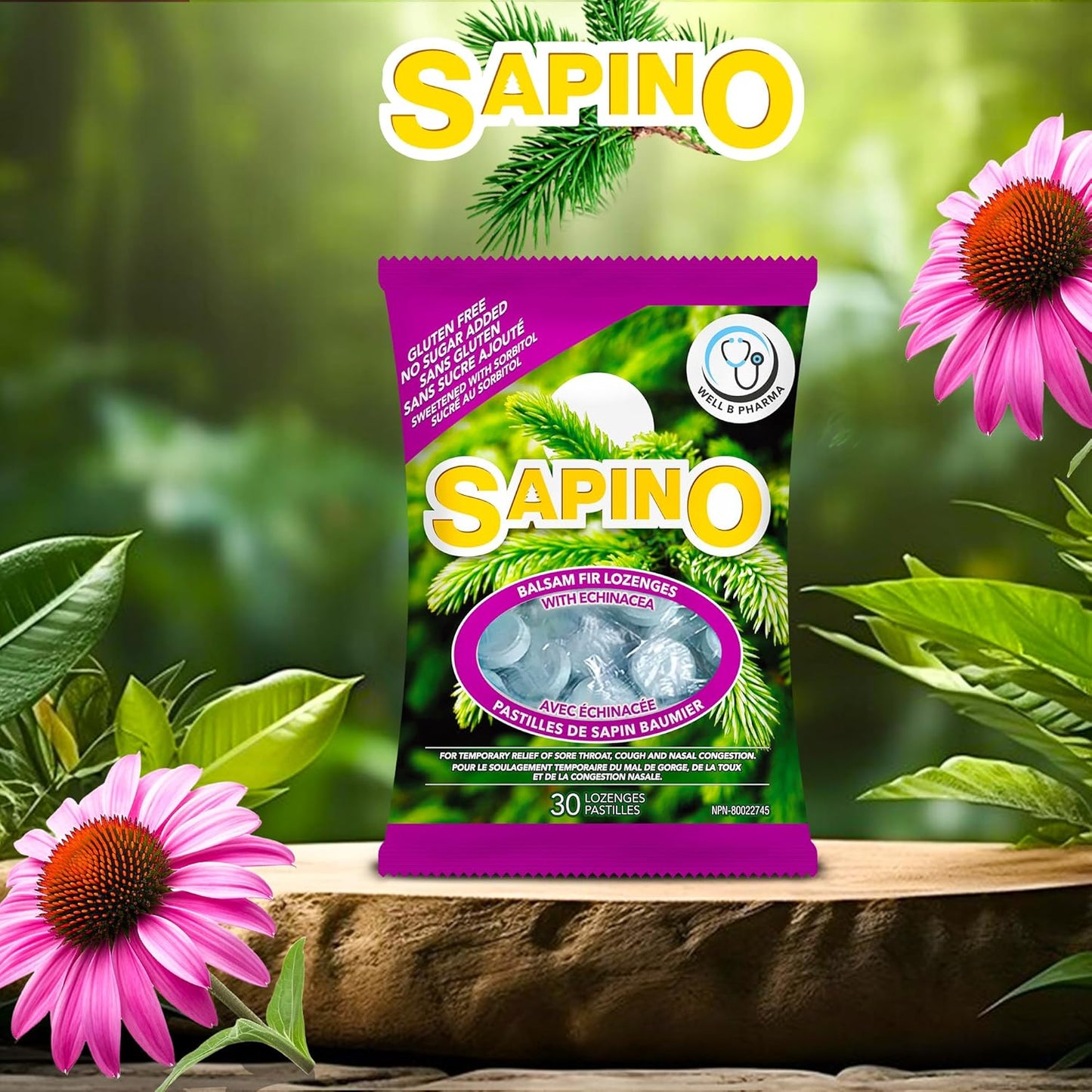 Sapino Balsam Fir Lozenges with Echinacea for Soothing Throat Relief