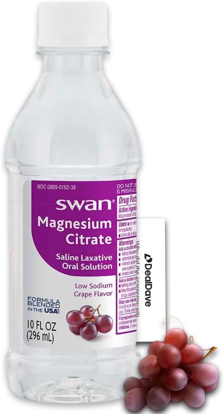 Save with Deal Dave: Swan Magnesium Citrate Oral Solution, Grape Flavor - 10 oz