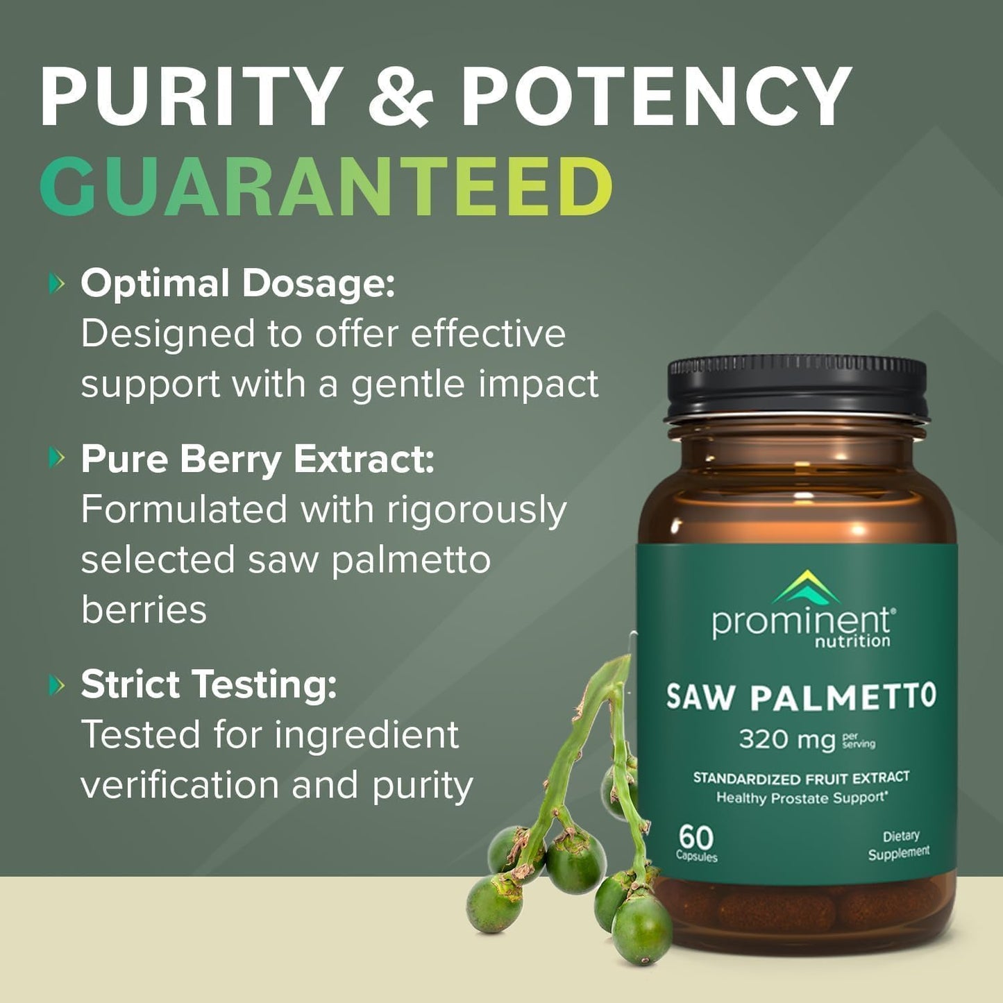 Saw Palmetto Supplement for Men's Prostate Health - Prominent Nutrition, 160mg, 30 Day Supply