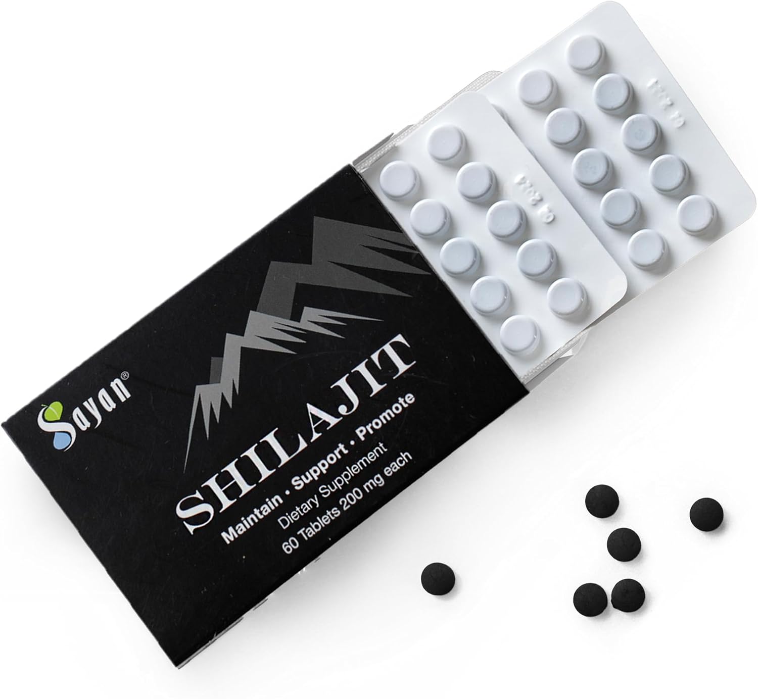 Sayan High-Potency 100% Pure Shilajit Tablets with 12,000mg Supplement - 60 Tablets, 85+ Trace Minerals - Lab-Tested for Purity - 1-2 Month Supply