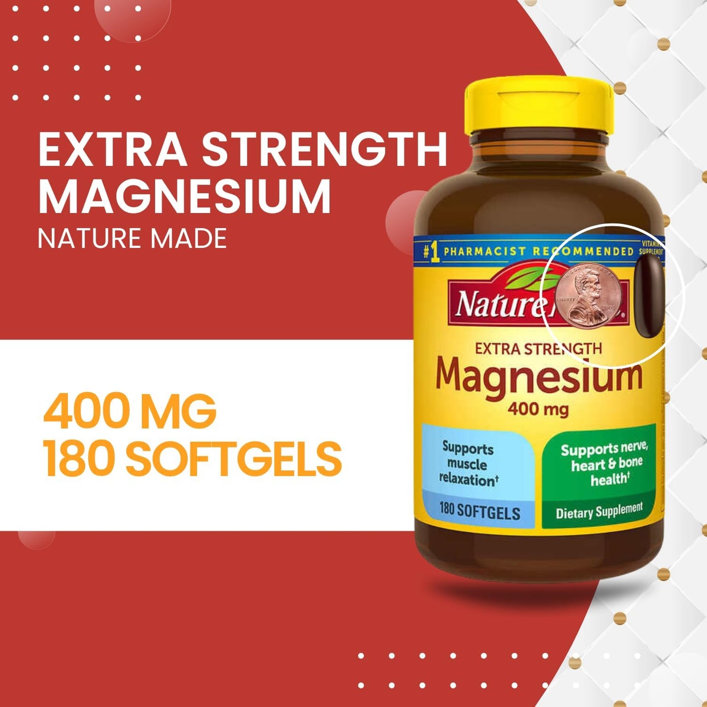 SCHMIDT EMPIRE Extra Strength Magnesium 400 mg Softgels - 180 Count