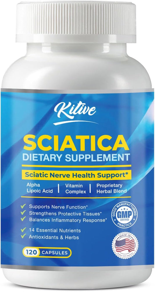 Sciatic Nerve Relief Supplement with Alpha Lipoic Acid & Vitamin Complex - 60 Capsules, Made in USA for Nerve Discomfort