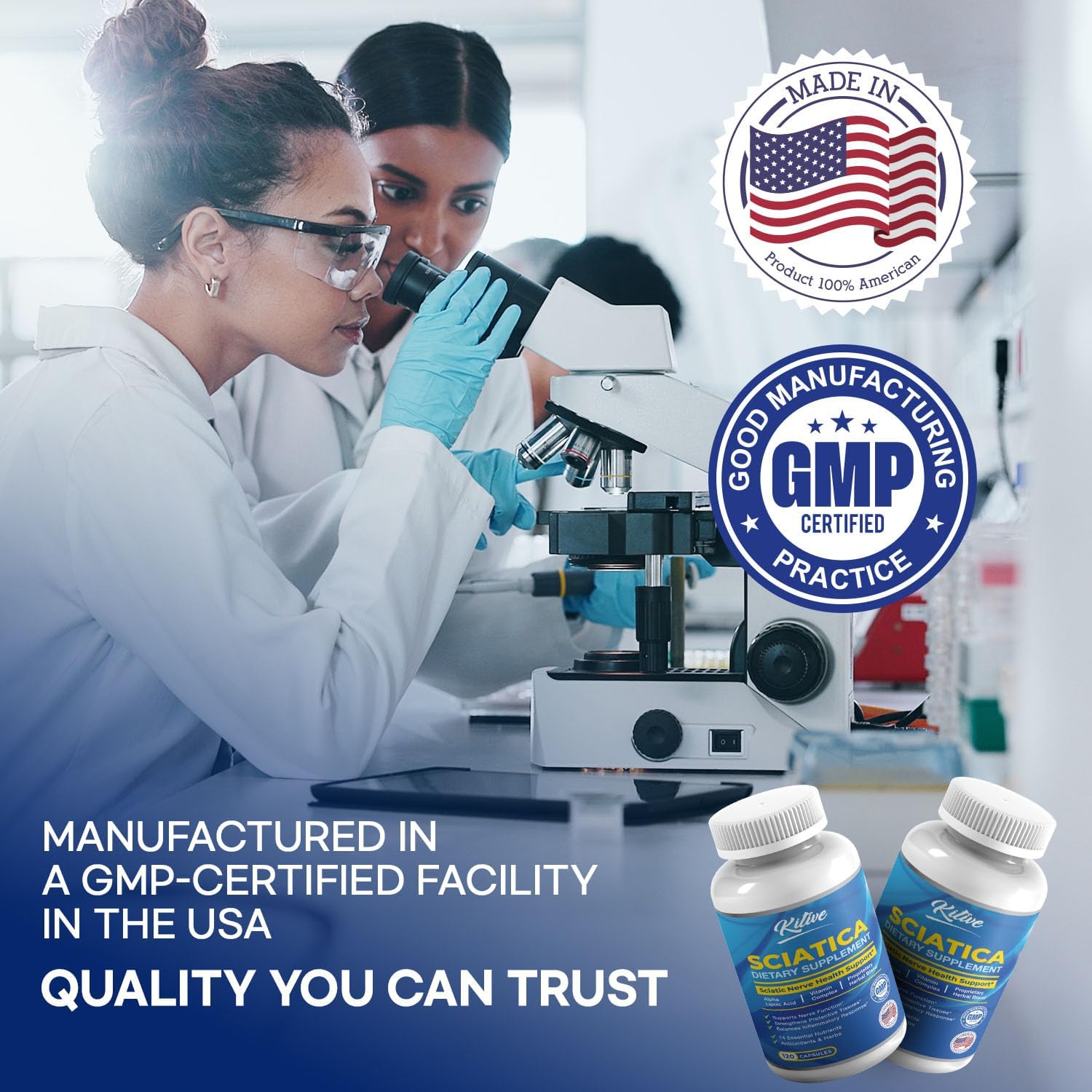 Sciatic Nerve Relief Supplement with Alpha Lipoic Acid & Vitamin Complex - 60 Capsules, Made in USA for Nerve Discomfort