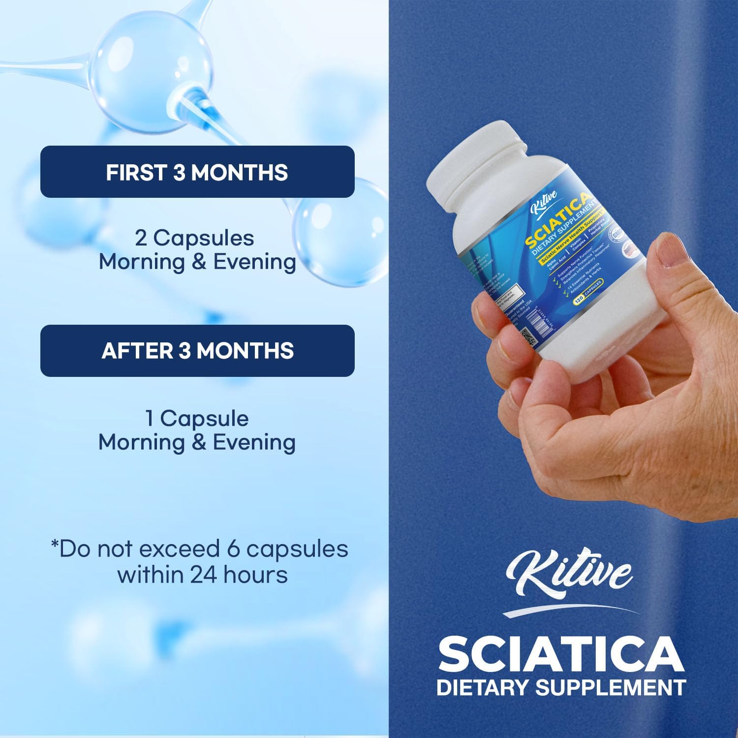 Sciatic Nerve Relief Supplement with Alpha Lipoic Acid & Vitamins - 120 Capsules, Made in USA