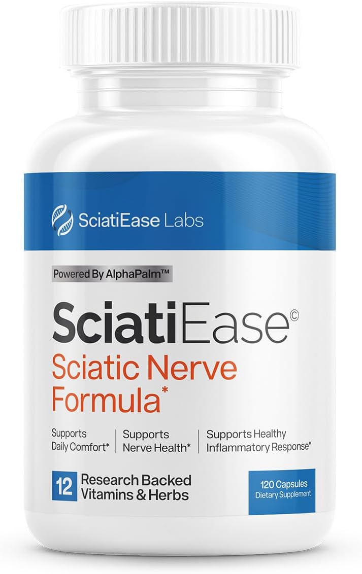 SciatiEase Supplement for Sciatic Nerve Health - Nerve Support Formula with AlphaPalm, Pea, Vitamin B Complex, Alpha Lipoic Acid - 120 Capsules