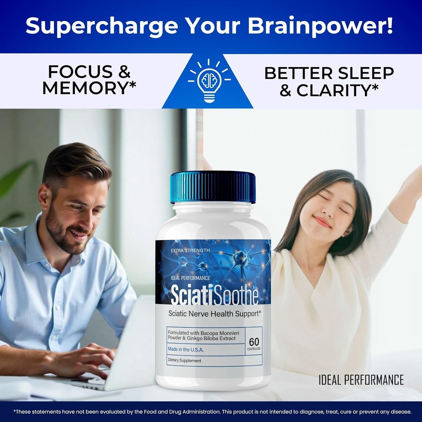 SciatiSoothe Capsules for Sciatica - Advanced Formula Nerve Health Support Supplement - Maximum Strength SciatiSoothe Pills - 2 Pack